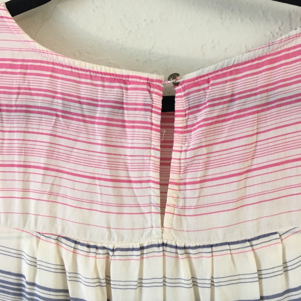 Anthropologie Tiered Short Sleeve Maxi Dress Small Pink Pockets Casual Oversized - Picture 11 of 12